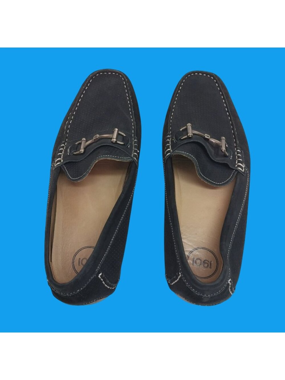 Mens 12M Black 1901 Leather Loafers With Metal Bit Slip-On Shoes